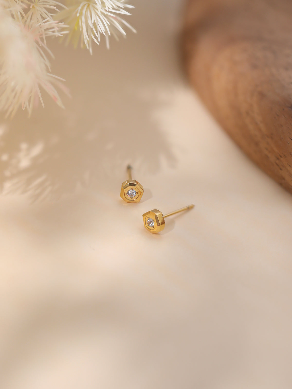 Faceted Hexagon CZ Studs