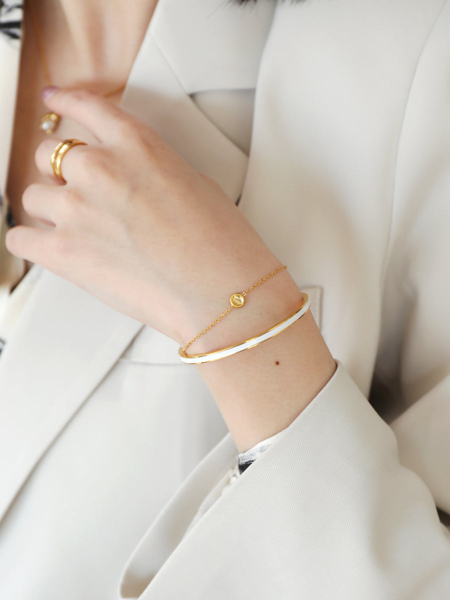 Dainty Matte Disc Bracelet 18K gold-plated stainless steel bracelet JudyLadies