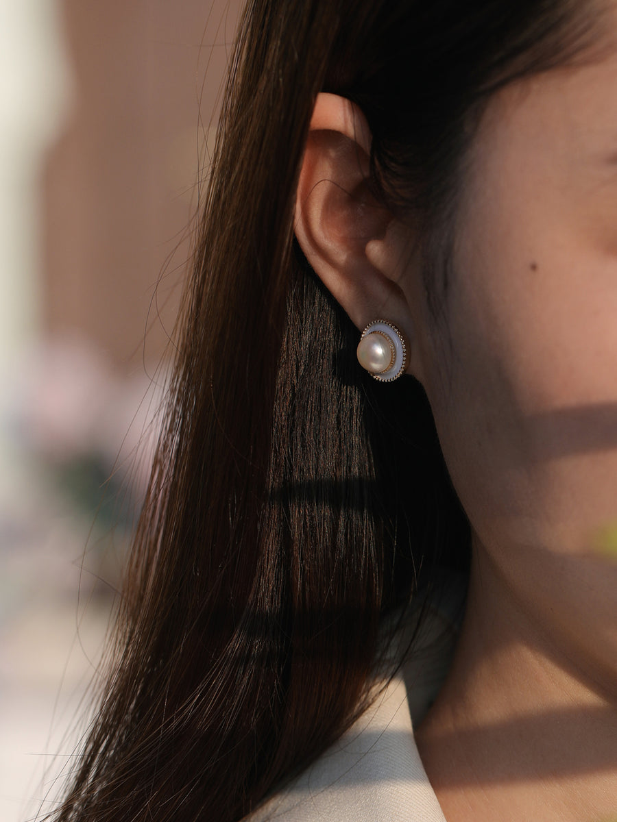 Lustrous Pearl Halo Earrings