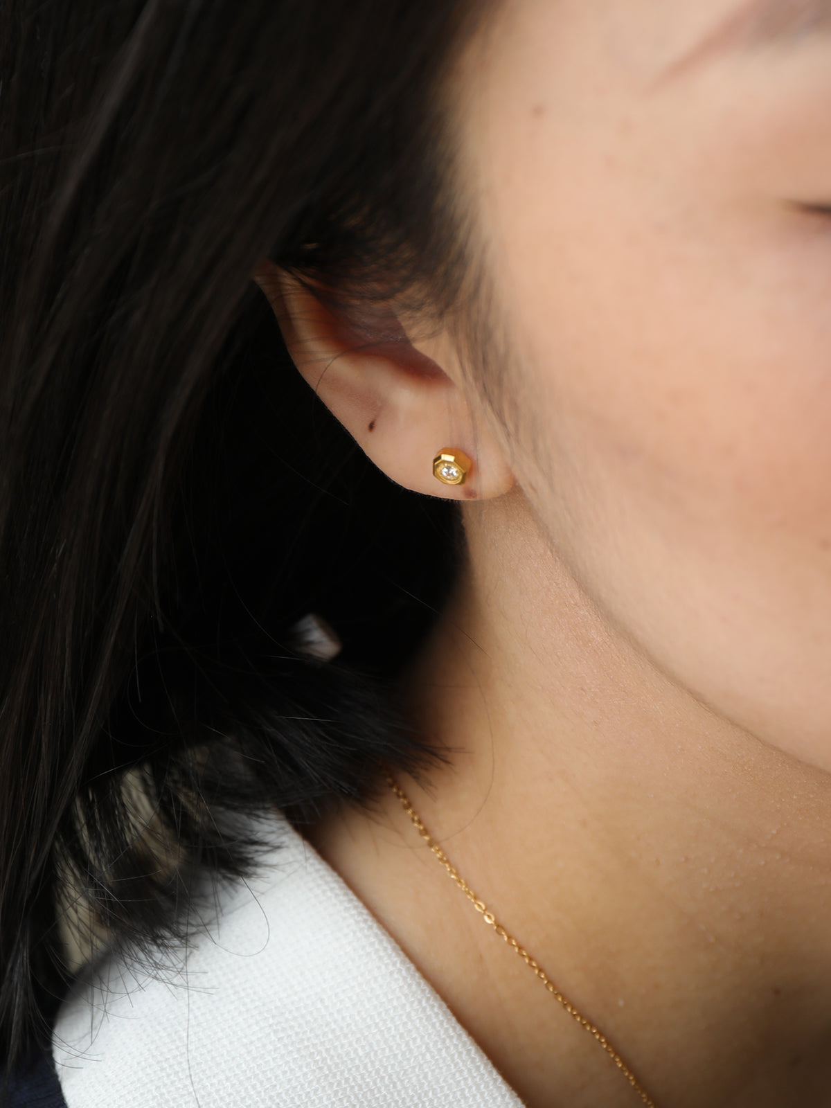 Faceted Hexagon CZ Studs