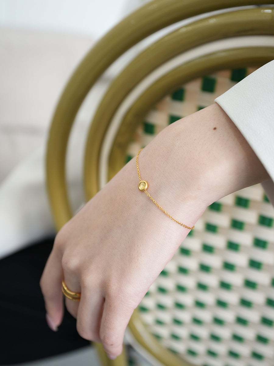 Dainty Matte Disc Bracelet 18K gold-plated stainless steel bracelet JudyLadies
