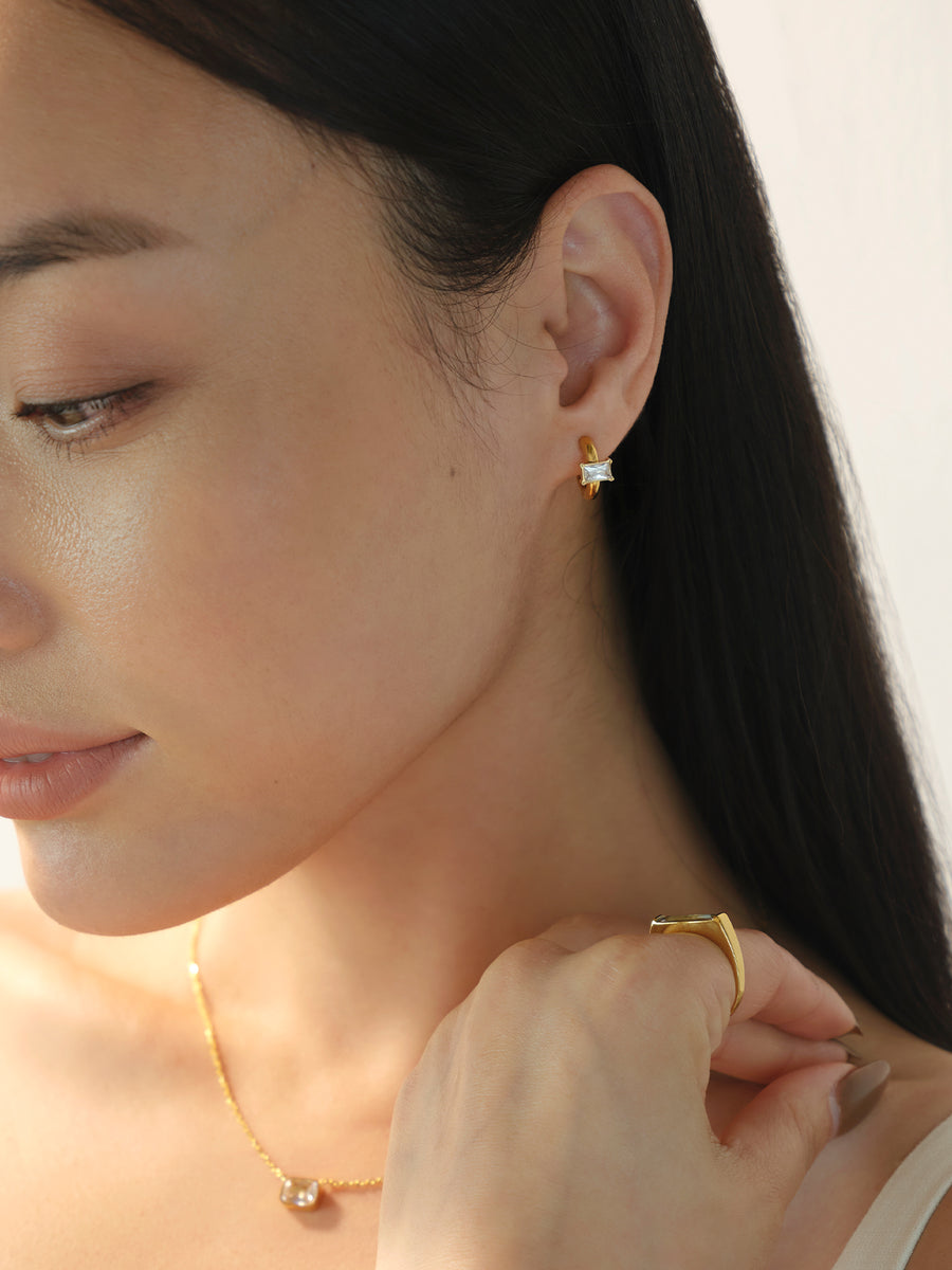 Radiant Crystal Clip-On Hoops