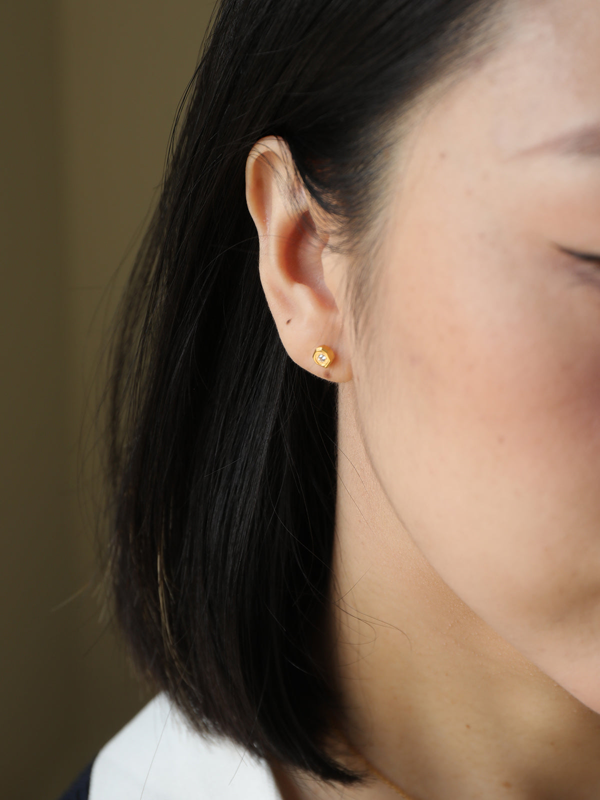 Faceted Hexagon CZ Studs