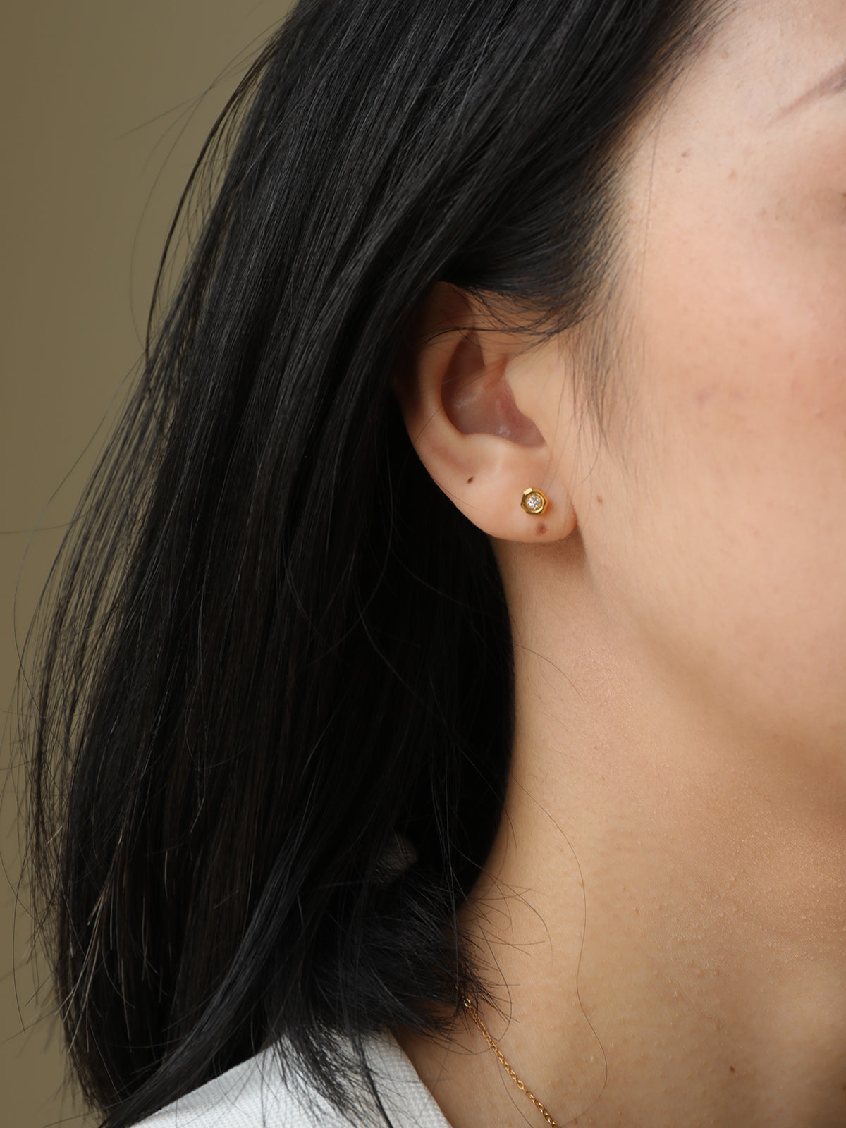 Faceted Hexagon CZ Studs
