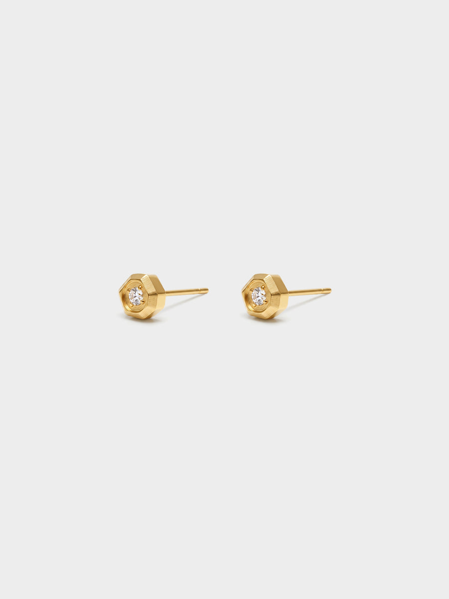 Faceted Hexagon CZ Studs