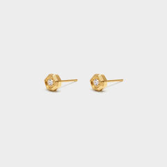 Faceted Hexagon CZ Studs
