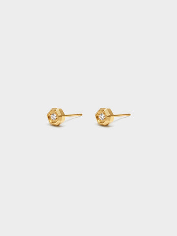 Faceted Hexagon CZ Studs