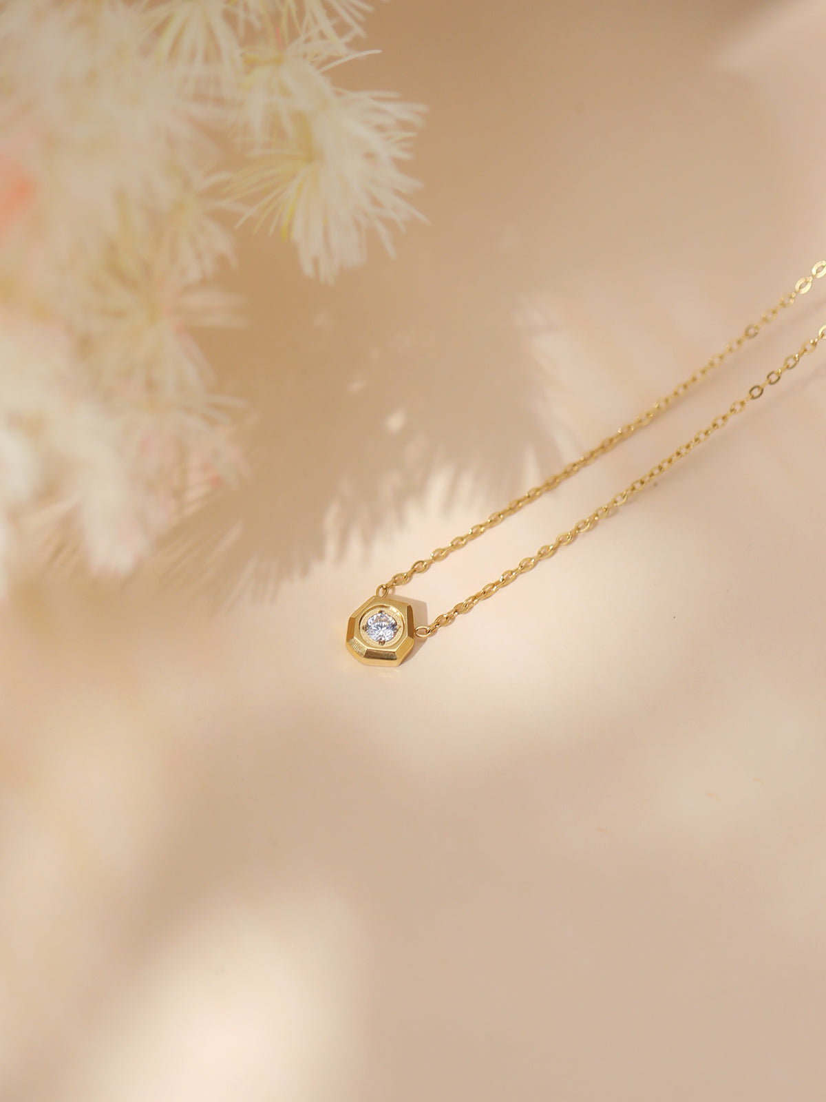 Geometric Crystal Bezel Necklace