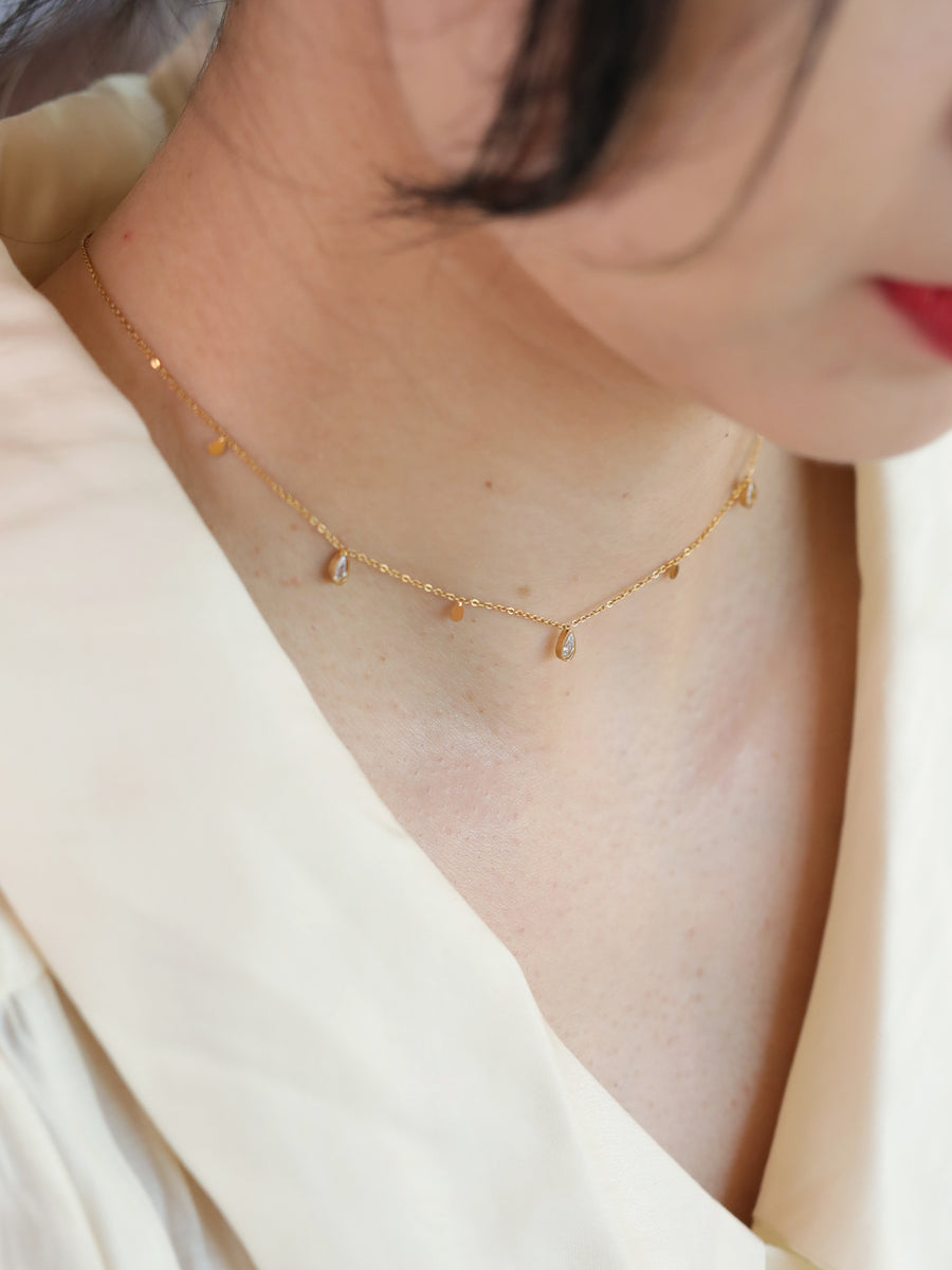 Floating Teardrop Crystal Necklace