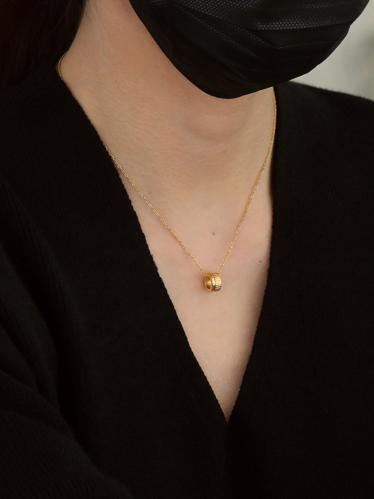 Sculpted Cylinder Pendant Necklace