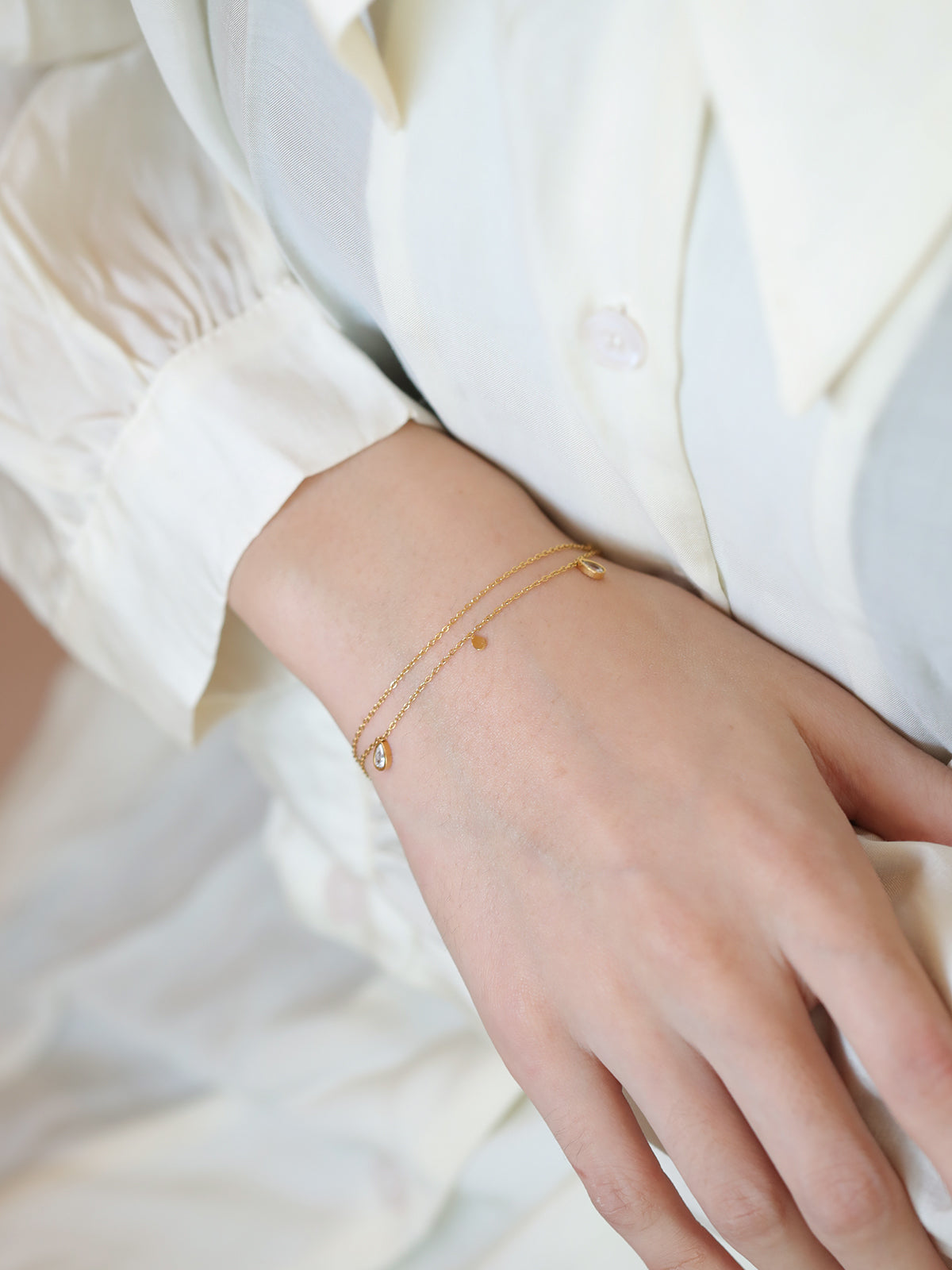 Layered Teardrop Crystal Bracelet