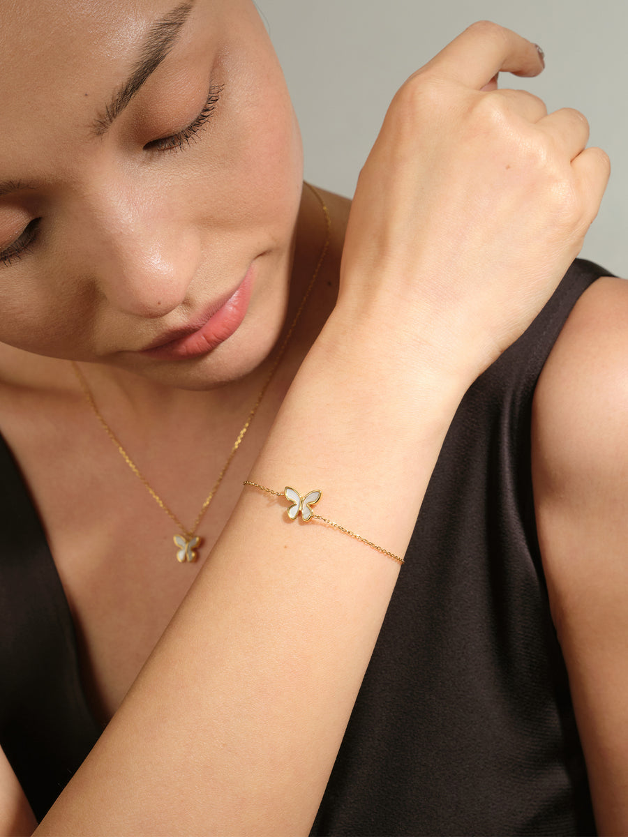 Pearlescent Butterfly Charm Bracelet