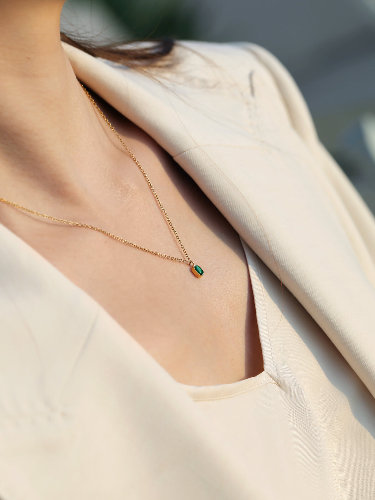 Mini Green Chalcedony Necklace