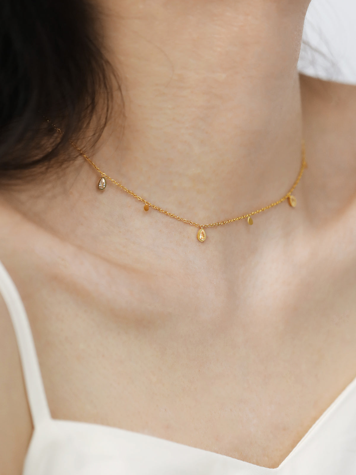 Floating Teardrop Crystal Necklace