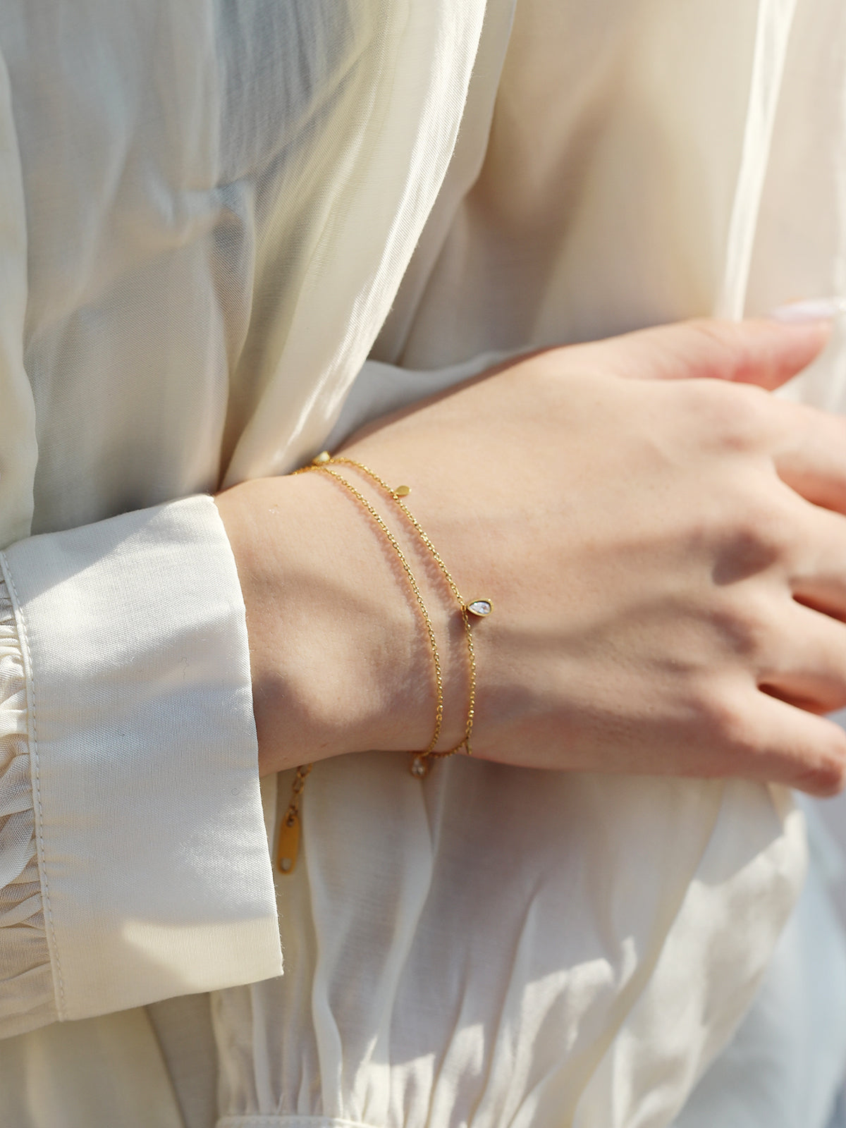 Layered Teardrop Crystal Bracelet