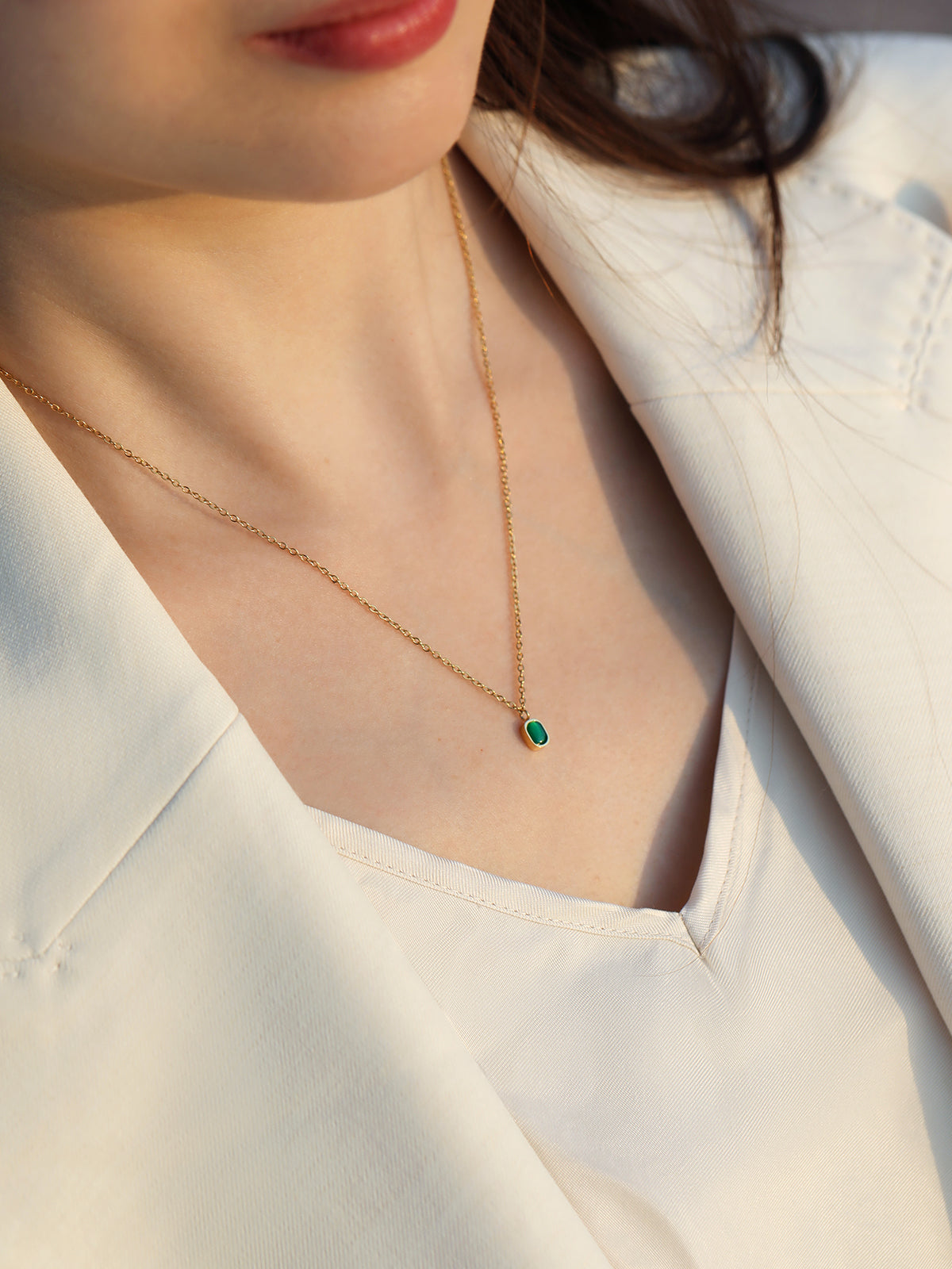 Mini Green Chalcedony Necklace