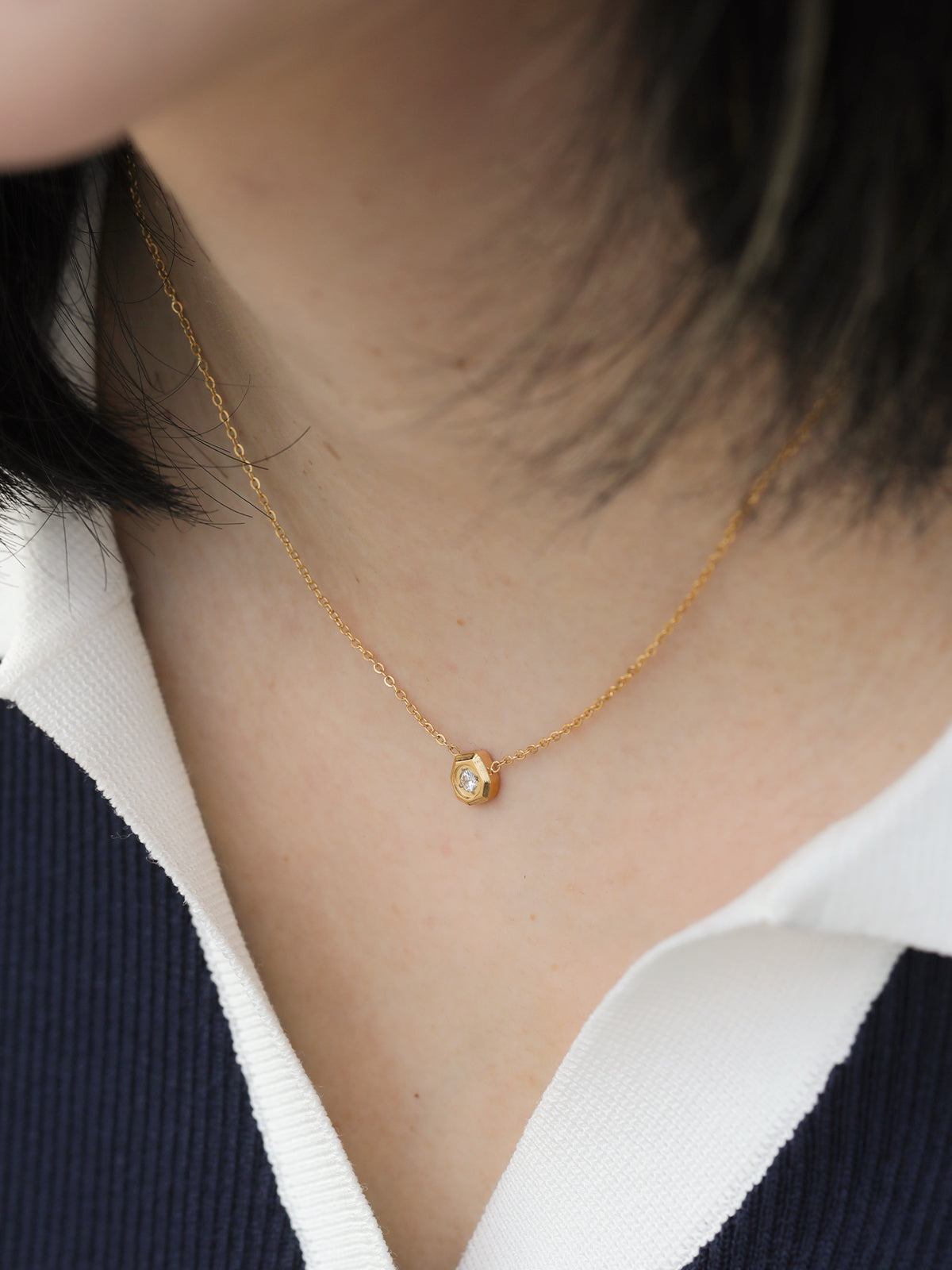 Geometric Crystal Bezel Necklace