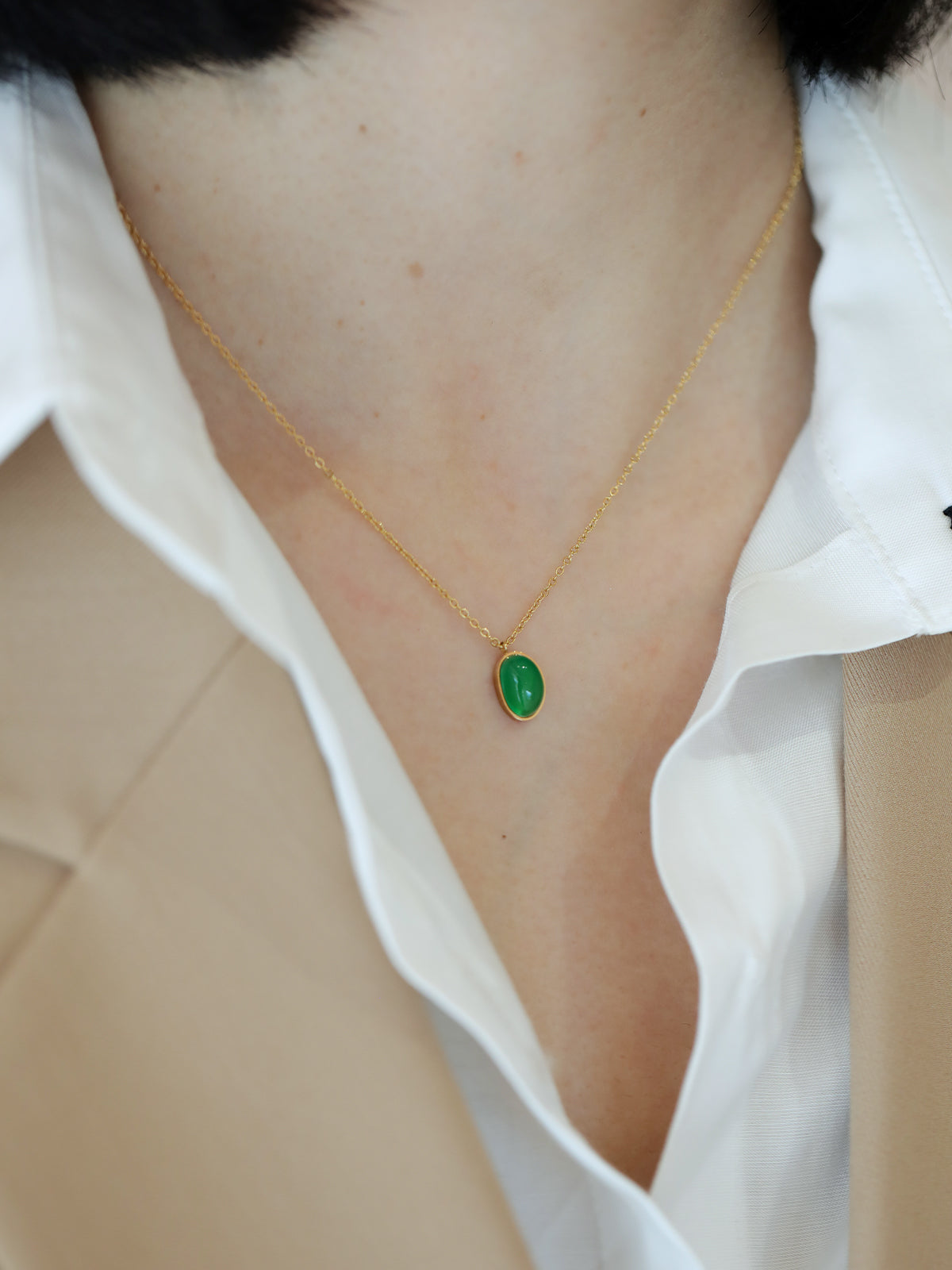 Serene Green Chalcedony Necklace