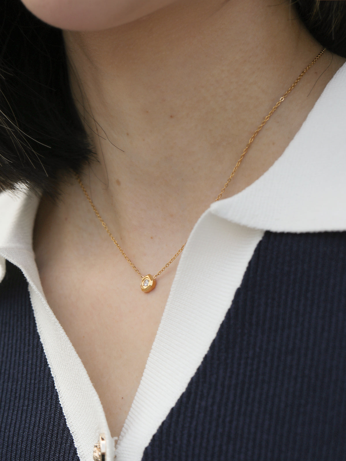 Geometric Crystal Bezel Necklace