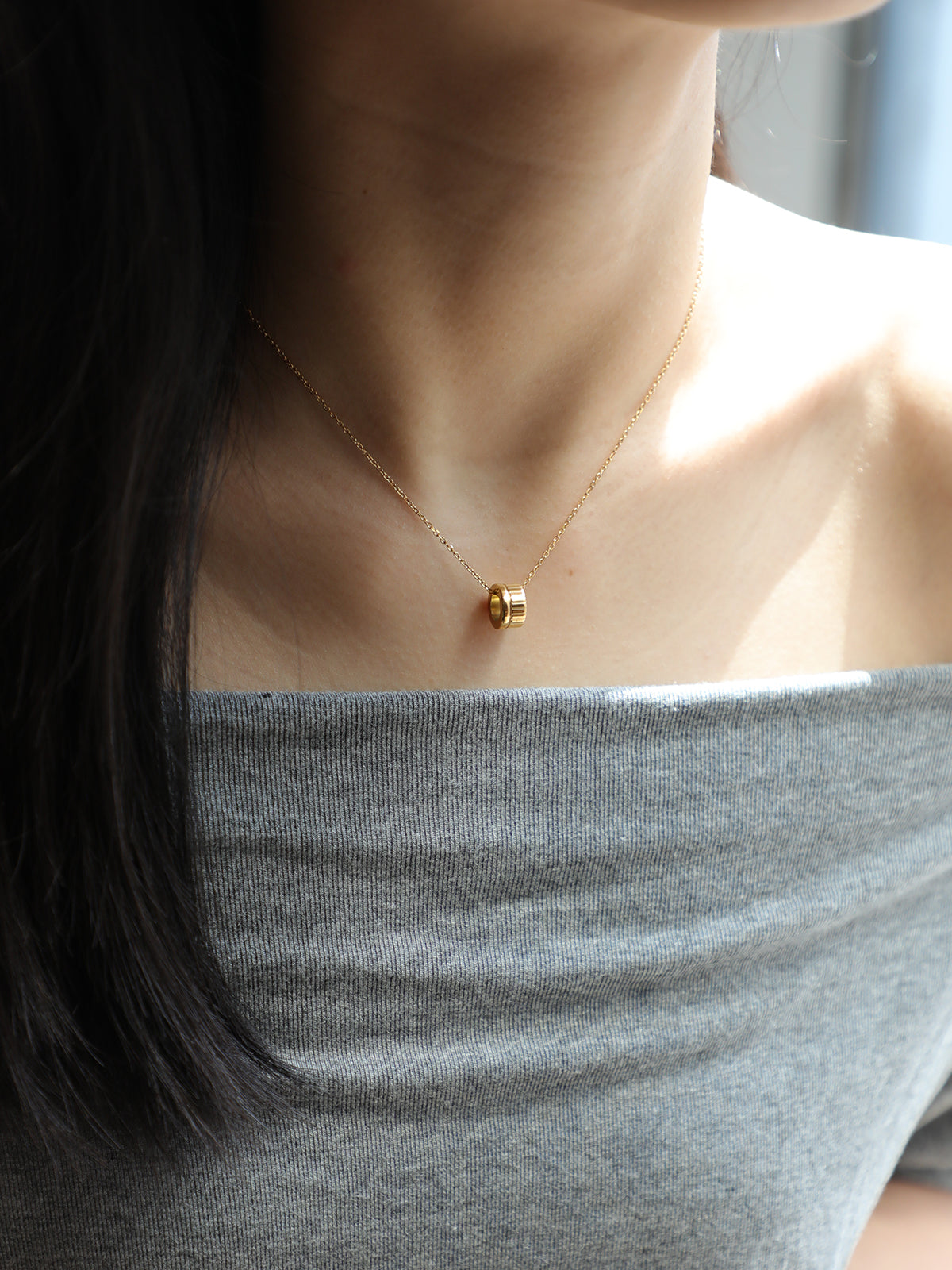 Sculpted Cylinder Pendant Necklace