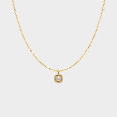 Luminous Pearl Bezel Necklace