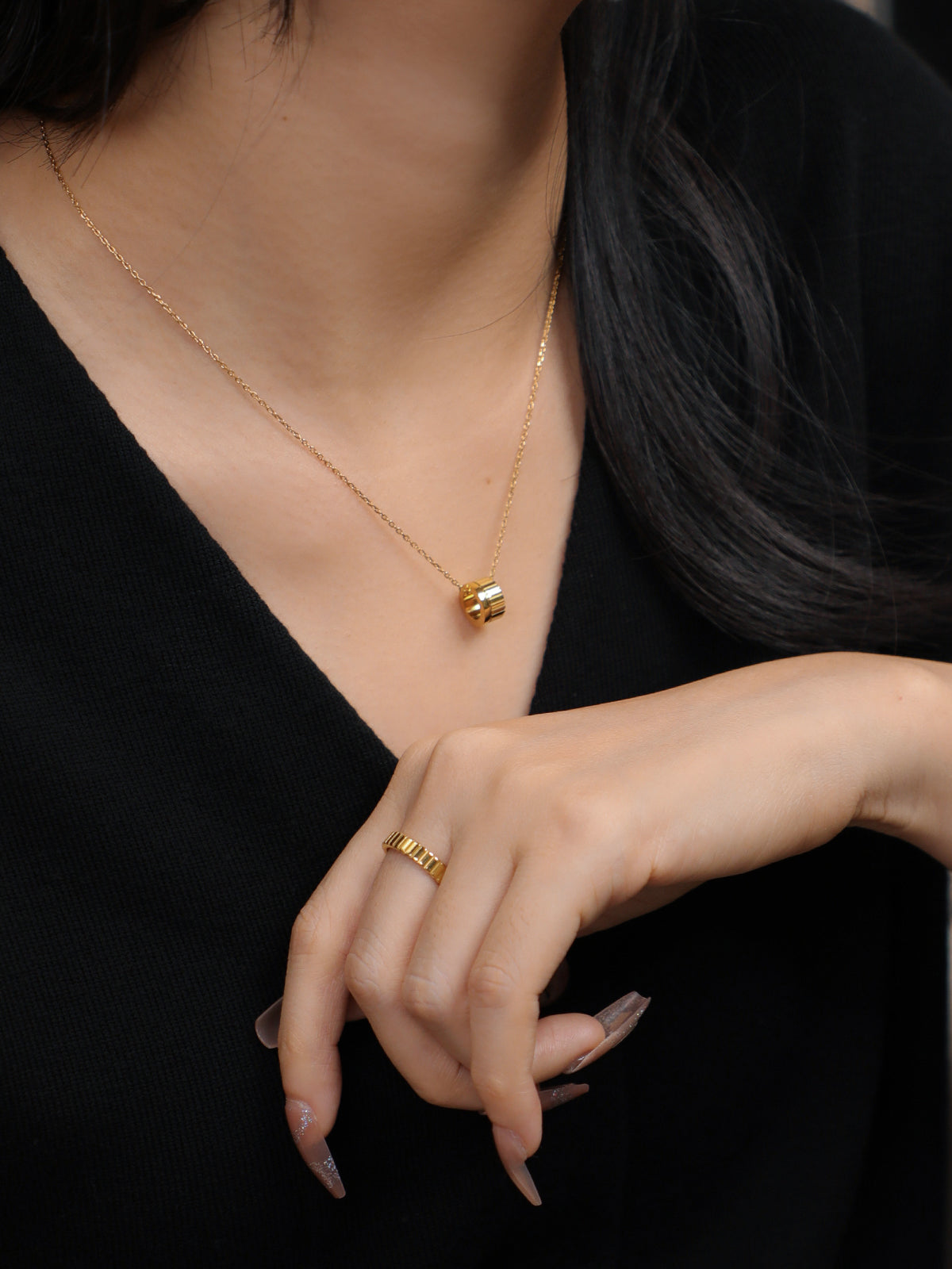 Sculpted Cylinder Pendant Necklace