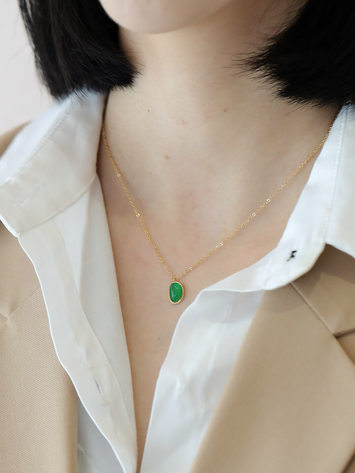 Serene Green Chalcedony Necklace
