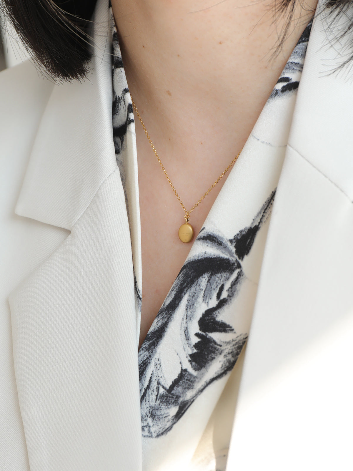 Gilded Matte Oval Necklace
