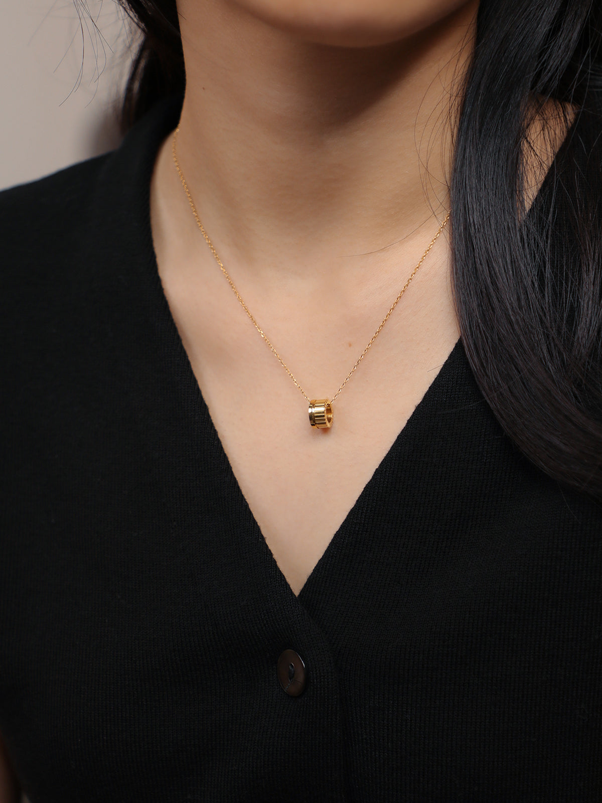 Sculpted Cylinder Pendant Necklace