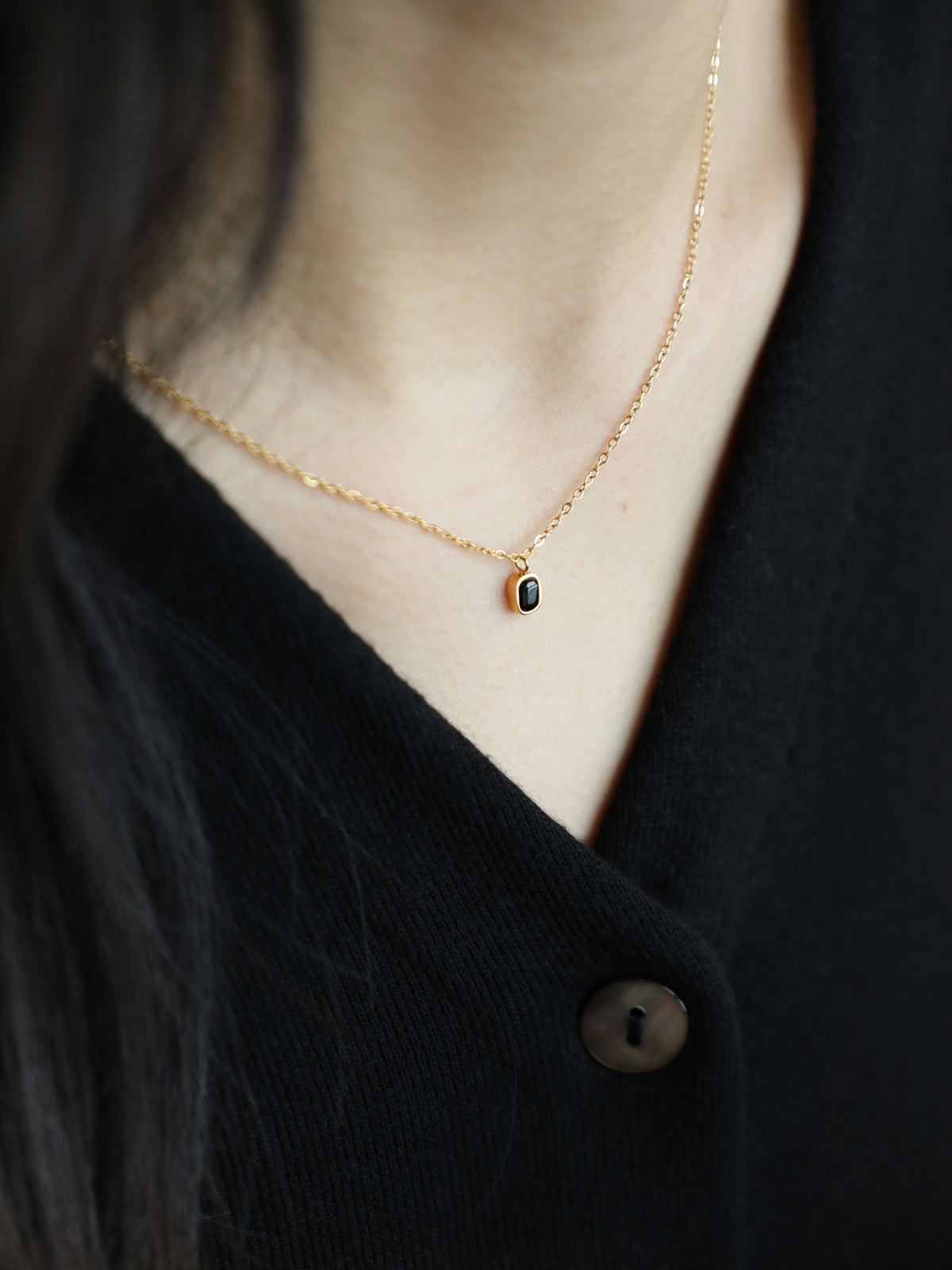 Noir Onyx Bezel Necklace