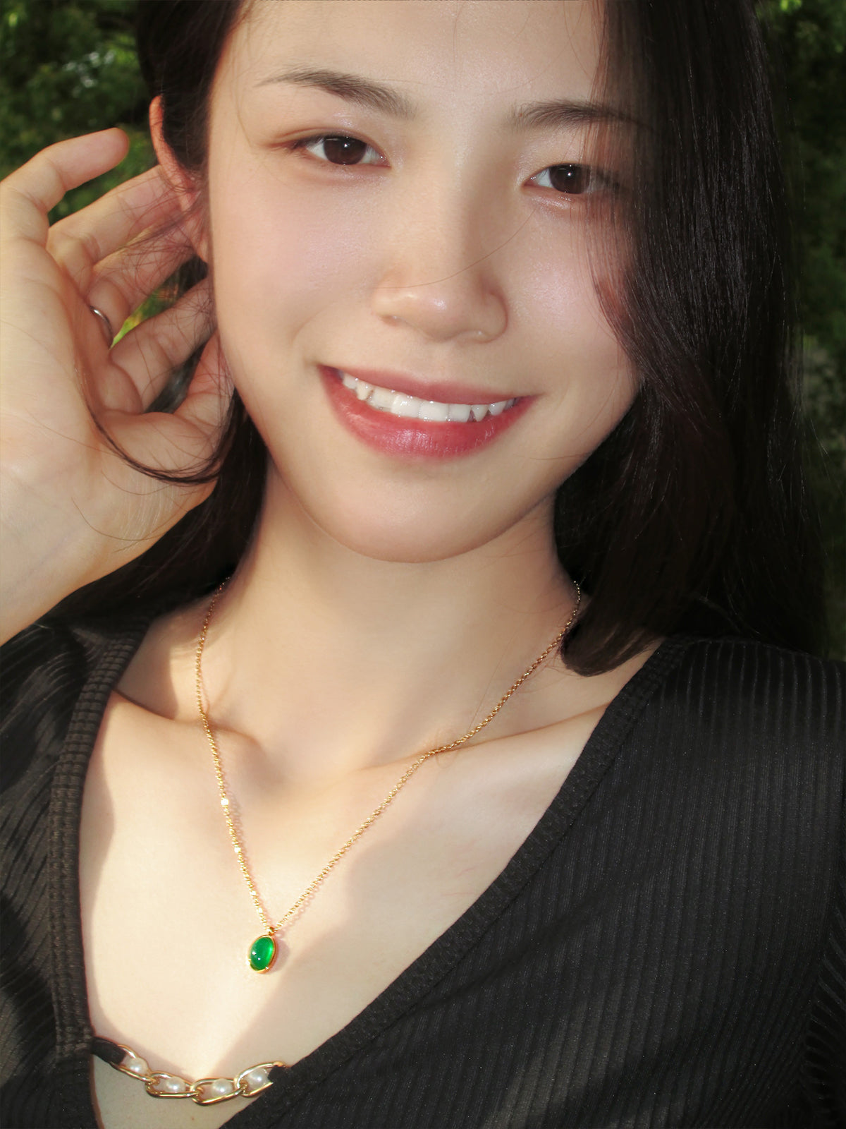JUDY Girl-Serene Green Chalcedony Necklace 2